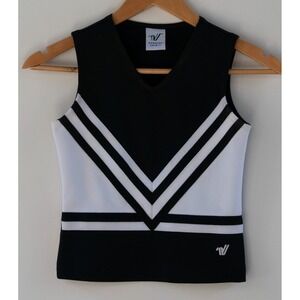 Varsity Spirit Fashions Cheerleading Top Black White Striped Women's Size XS